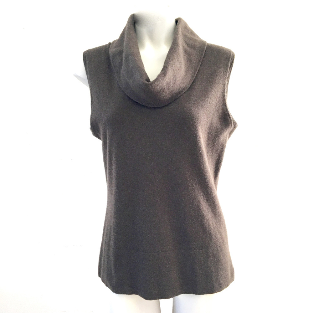 Blouse Tank Sleeveless Wool Sweater Cowl Neck sz L